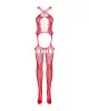 Бодистокинг Obsessive Bodystocking G313 S/M/L red, шнуровка, геометрический декор photo 5