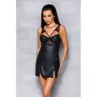 Бэби-долл из эко-кожи и кружева Loona Chemise black S/M - Passion photo 3