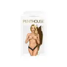 Трусики-тонг Penthouse Dangerous Darling M/L Black, кружево, высокая посадка, вырез спереди, бантик photo 3