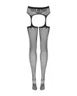 Сетчатые чулки-стокинги с узором на ягодицах Obsessive Garter stockings S232 S/M/L, черные, имитация photo 4